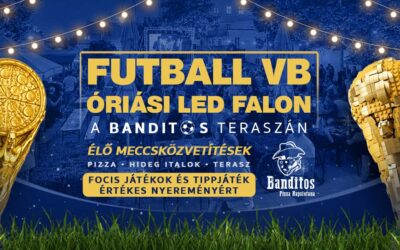 Foci VB 2026 óriás LED falon a Banditos teraszán!