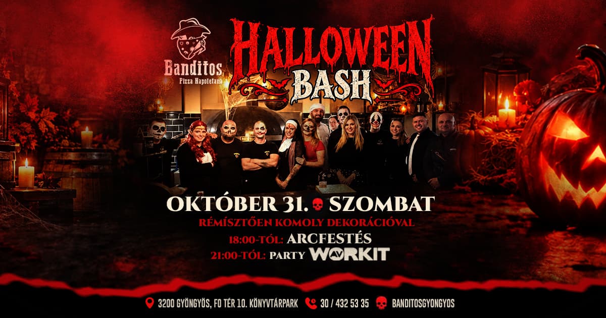 26-10-31_Halloween-BANNER Halloween Banditos Halloween Bash 2026 beöltözős buli Halloween buli rendezvény gasztronómia pizzák zene pizza rendelés házhozszállítás nápolyi pizza banditos gyöngyös blog pizza cikk étterem gyöngyös gyöngyös étterem gyöngyös Pizzéria Pizzéria gyöngyös